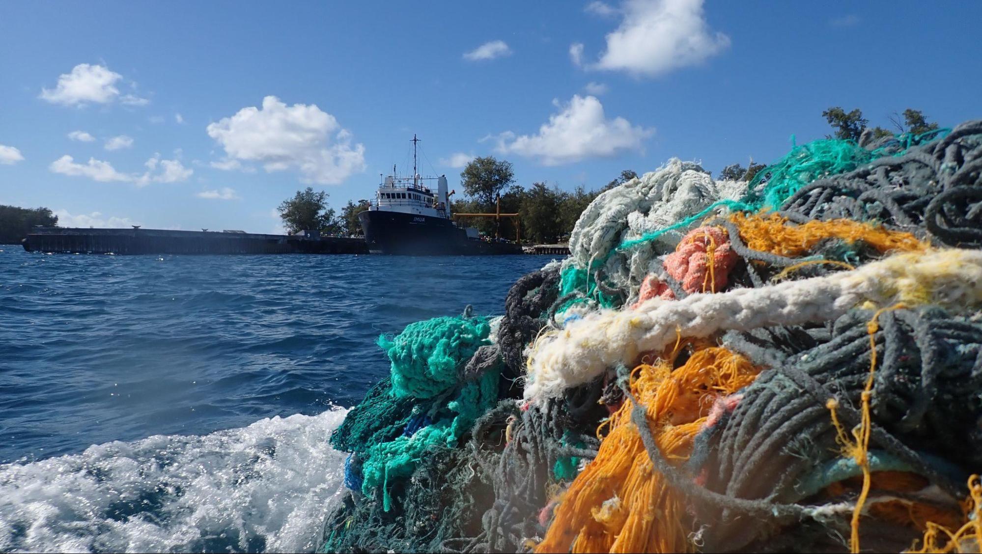 A Large Pile of Trawler Fishing Nets, Ropes and Debris Dredged Up
