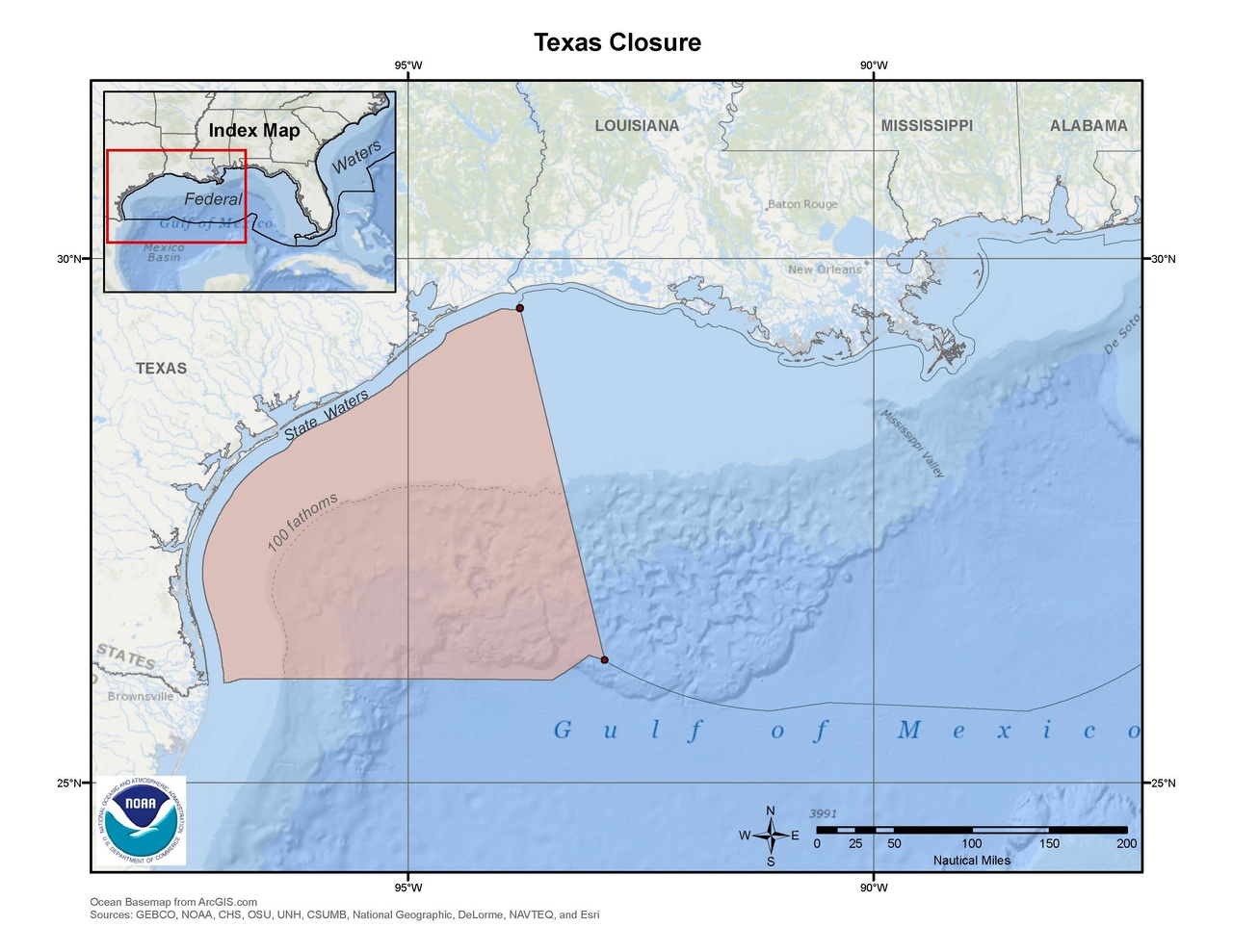 Texas Closure Shrimp Fishery Management Area Map Gis Data Noaa Fisheries